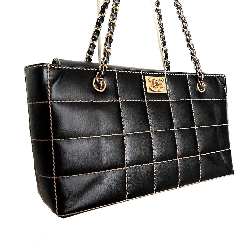 Chanel Chocolate Bar Wild Stitch Chain Bag in Black Leather with Gold Hardware - Picture 4 of 16